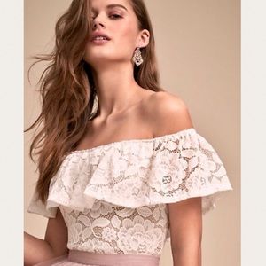 New BHLDN | Anthropologie Bonnie Small Ivory Lace Wedding Topper